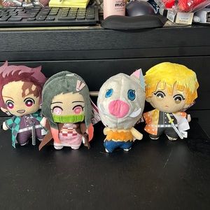 NWT - Demon Slayer set of 4 keychain plush.